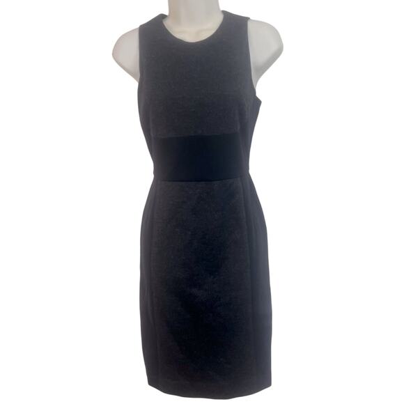 Vince Charcoal Black Wool Blend Sheath Dress | Size 6 | Sleeveless, Back Zip - Picture 4 of 7